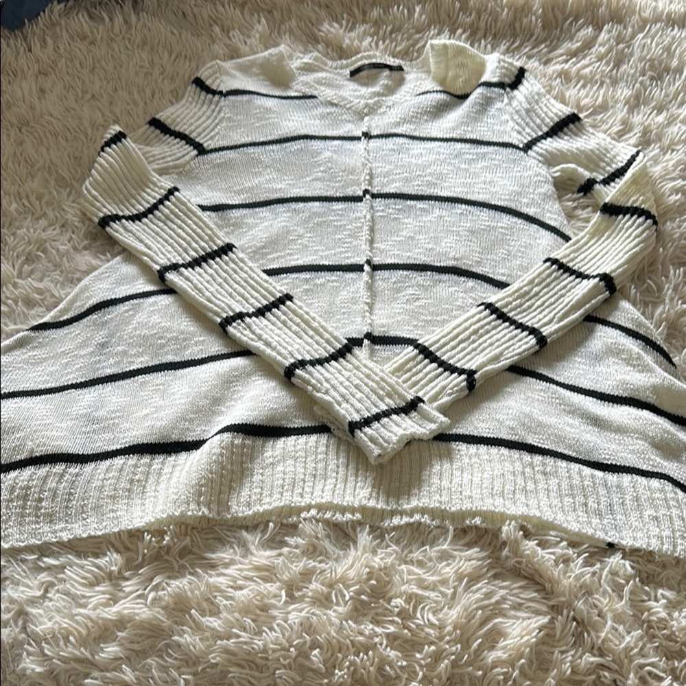 Doe & Rae Asymmetrical Striped Sweater, size M.